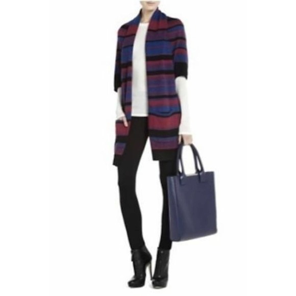 BCBG MAX AZRIA GABY DRAPED-BACK STRIPED CARDIGAN COVER UP~XS - Picture 4 of 7